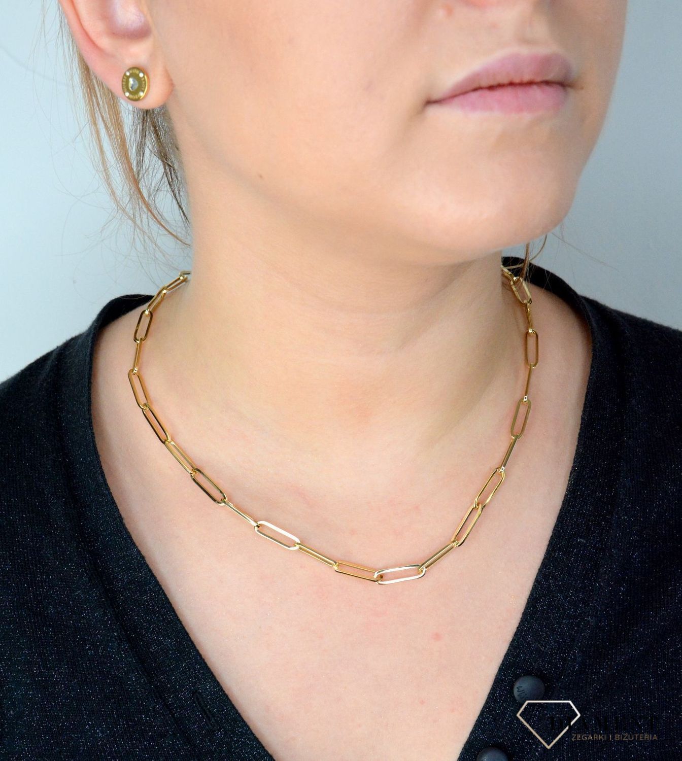 Złoty naszyjnik modny naszyjnik z dużych równych ogniw NA 2904.jpg